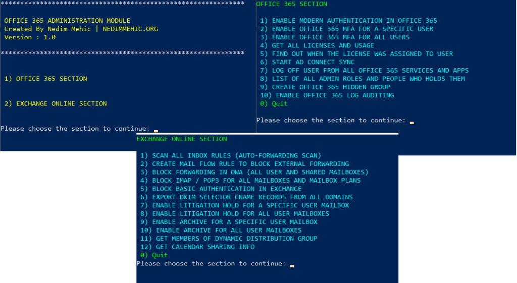 Office 365 Administration&nbsp;Module